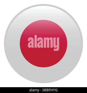 Flag of Japan. Japan circle flag 3d logo icon computer vector illustration design. Stock Vector