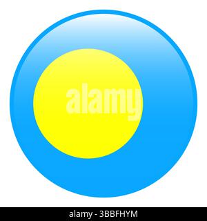 Flag of Palau. Palau circle flag 3d logo icon computer vector illustration design. Stock Vector