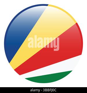 Flag of Seychelles. Seychelles circle flag 3d logo icon computer vector illustration design. Stock Vector