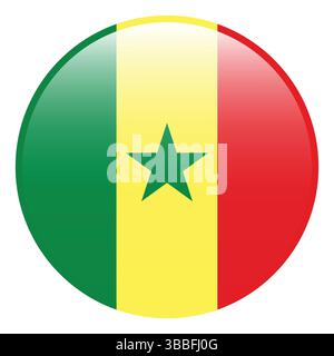 Flag of Senegal. Senegal circle flag 3d logo icon computer vector illustration design. Stock Vector