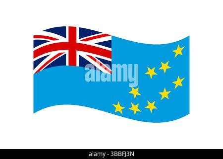 Flag of Tuvalu. Tuvalu wavy flag digital vector illustration. Fluttering flag. Stock Vector