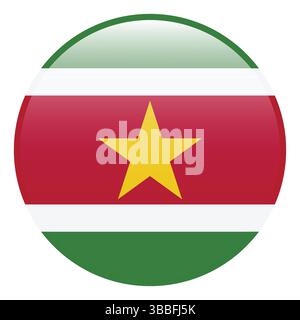 Flag of Suriname. Suriname circle flag 3d logo icon computer vector illustration design. Stock Vector
