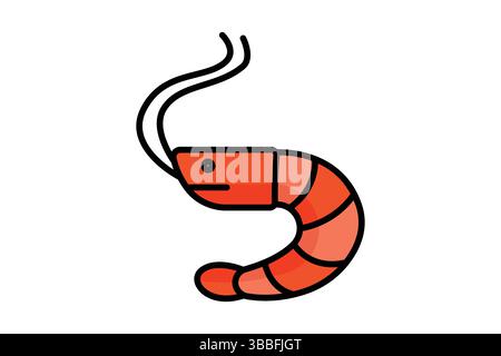 Shrimp icon. colored outline icon style. icon related to food. seafood elements vector illustration Stock Vector