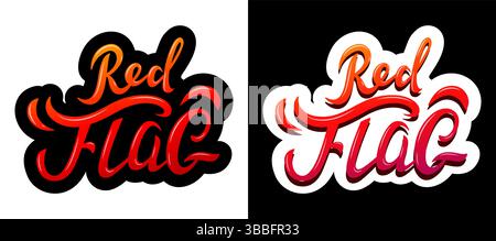 Bold and vibrant calligraphy text reading Red Flag in gradient colors. Perfect for warning signs, branding, or creative design projects Stock Vector