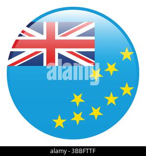 Flag of Tuvalu. Tuvalu circle flag 3d logo icon computer vector illustration design. Stock Vector