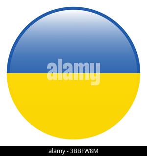 Flag of Ukraine. Ukraine circle flag 3d logo icon computer vector illustration design. Stock Vector