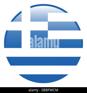Flag of Greece. Greece circle flag 3d logo icon computer vector illustration design. Stock Vector