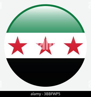 Flag of Syria. Syria circle flag 3d logo icon computer vector illustration design. Stock Vector