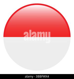 Flag of Indonesia. Indonesia circle flag 3d logo icon computer vector illustration design. Stock Vector