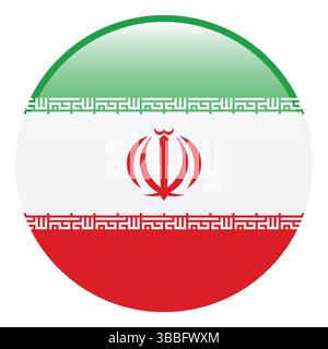 Flag of Iran. Iran circle flag 3d logo icon computer vector illustration design. Stock Vector