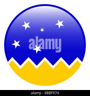 Flag of Magellan-chilean Antarctic Region. Magellan-chilean Antarctic Region circle flag 3d logo icon computer vector illustration design. Stock Vector