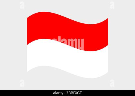 Flag of Indonesia. Indonesia wavy flag digital vector illustration. Fluttering flag. Stock Vector