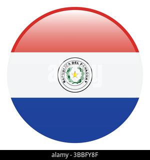 Flag of Paraguay. Paraguay circle flag 3d logo icon computer vector illustration design. Stock Vector