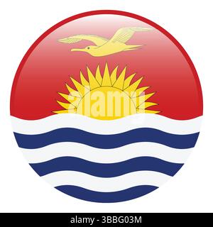 Flag of Kiribati. Kiribati circle flag 3d logo icon computer vector illustration design. Stock Vector