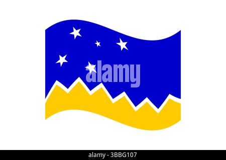 Flag of Magellan-chilean Antarctic Region. Magellan-chilean Antarctic Region wavy flag digital vector illustration. Fluttering flag. Stock Vector