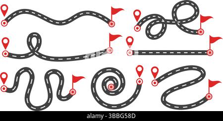 Concept of plan with an easy route A, difficult option B and real life way. Expectation and reality. Vector illustration Stock Vector