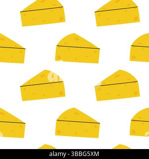 Pattern of yellow cheese slices on a clean white background for design elements Stock Vector