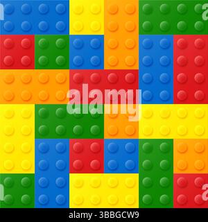 Seamless pattern of multicolored plastic blocks Stock Vector