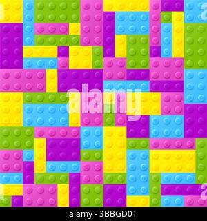 Seamless pattern of multicolored plastic blocks Stock Vector