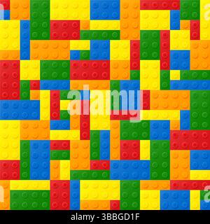 Seamless pattern of multicolored plastic blocks Stock Vector