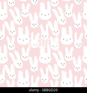 Seamless pattern with grunge brush bunny. Stock Vector