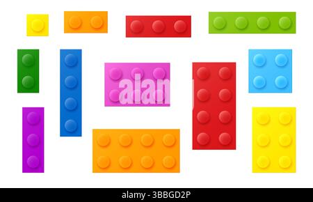 Colorful plastic blocks collection Stock Vector