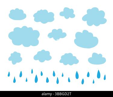 Cute doodle drawing cloud with drops Stock Vector