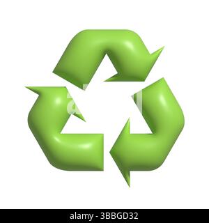Green 3d arrows looping in circle icon Stock Vector