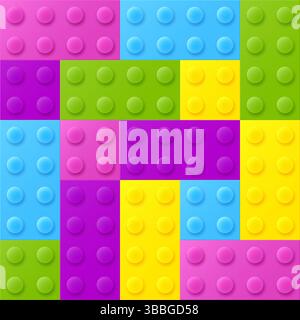 Seamless pattern of multicolored plastic blocks Stock Vector