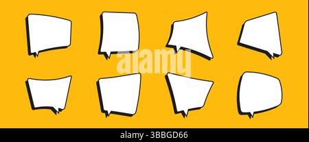 White speech bubbles isolated on yellow background. Stock Vector