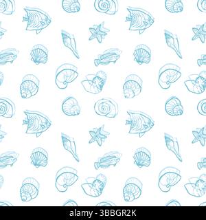Delicate vector pattern with corals and fish Stock Vector