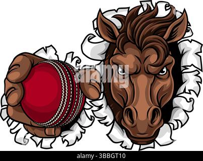 Horse Mustang Cricket Sports Team Mascot Stock Vector