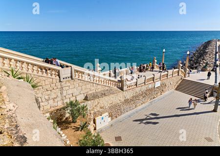 Sitges Catalunya Spain. The stairs to the Cathedral Stock Photo