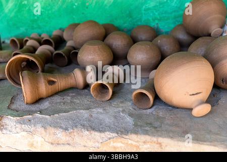 Handmade pottery in a small village in rural part of Orissa, India Stock Photo
