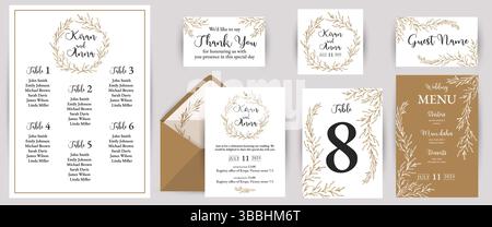 Vector typography and invitation card designs set. Perfect for sophisticated wedding party, dinner and bar menu, bachelorette party, birthday invitati Stock Vector