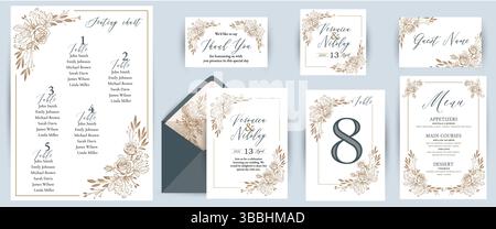Vector typography and invitation card designs set. Perfect for sophisticated wedding party, dinner and bar menu, bachelorette party, birthday invitati Stock Vector