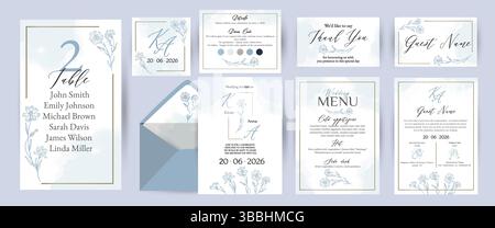 Vector typography and invitation card designs set. Perfect for sophisticated wedding party, dinner and bar menu, bachelorette party, birthday invitati Stock Vector