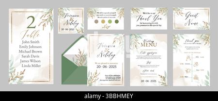 Vector typography and invitation card designs set. Perfect for sophisticated wedding party, dinner and bar menu, bachelorette party, birthday invitati Stock Vector