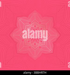 Decorative mandala design background in pink and gold Stock Vector