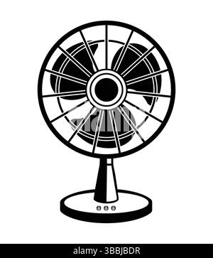 Electric Table Fan Icon Black White Silhouette Illustration Stock Vector