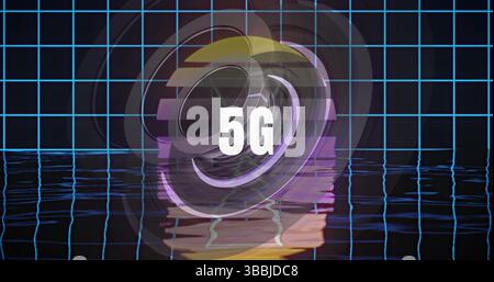 Image of 5g text over moving shapes Stock Photo