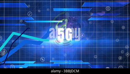 Image of 5g text over data processing Stock Photo