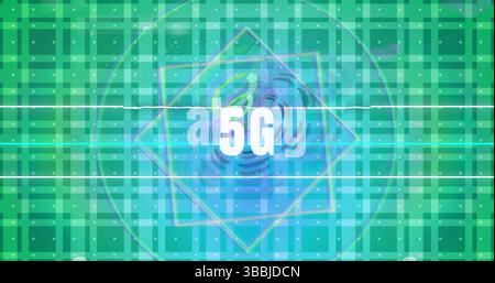 Image of 5g text over moving shapes Stock Photo