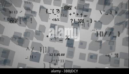 Image of data processing and squares over white background Stock Photo
