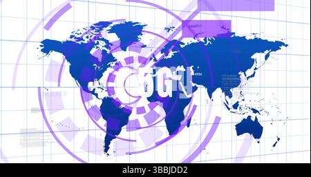 Image of 5g text over world map Stock Photo