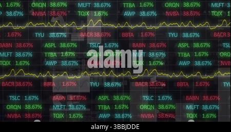 Image of data processing over black background Stock Photo