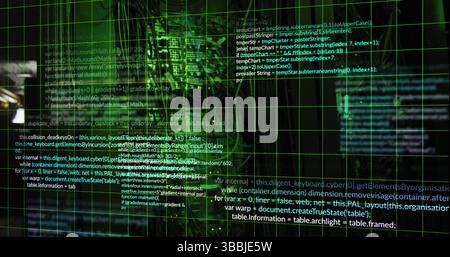 Image of data processing on black background Stock Photo