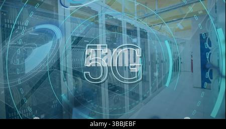 Image of 5g and data processing over servers Stock Photo