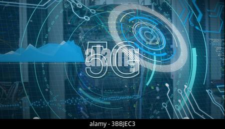 Image of 5g and data processing over servers Stock Photo
