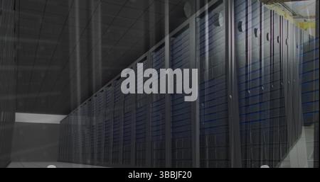 View of empty computer server room in seamless pattern Stock Photo